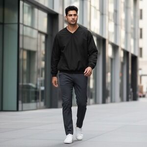 Tres Bien Golf V‎ Neck Wind Breaker Pullover Jacket Men's Size M Black